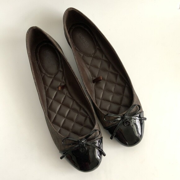 Michael Michael Kors Cap-toe Bow Front Ballet Flats Brown 10 - Picture 10 of 11
